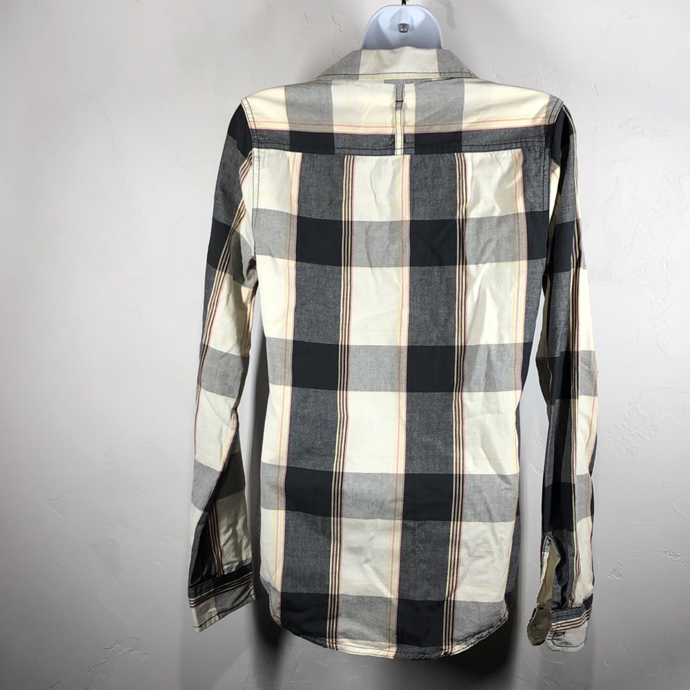 Roxy Gray Plaid Button Down Size Small - image 6